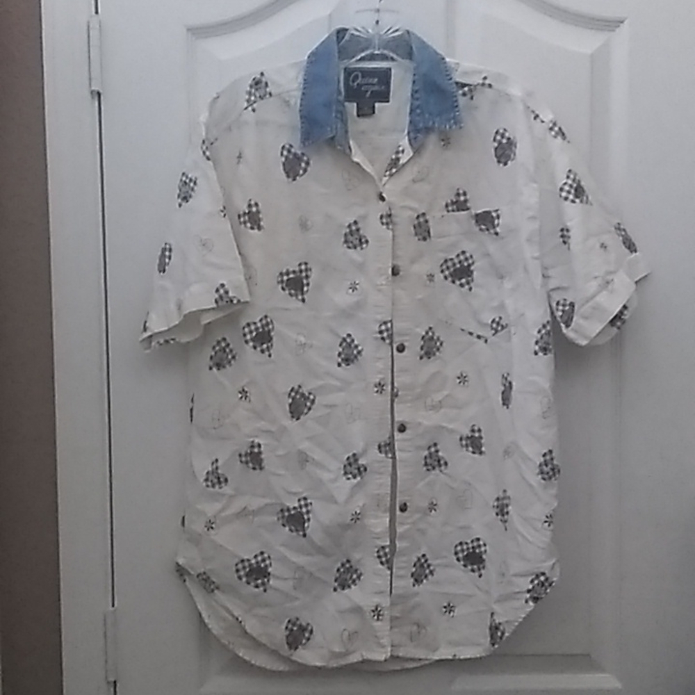 FINAL MARKDOWN Ladies' Quizz again country chic Blouse w/Ladybug Buttons (M)